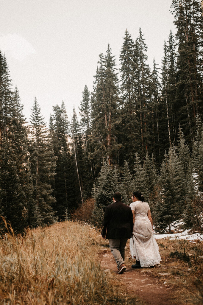 couple walking during their engagement session