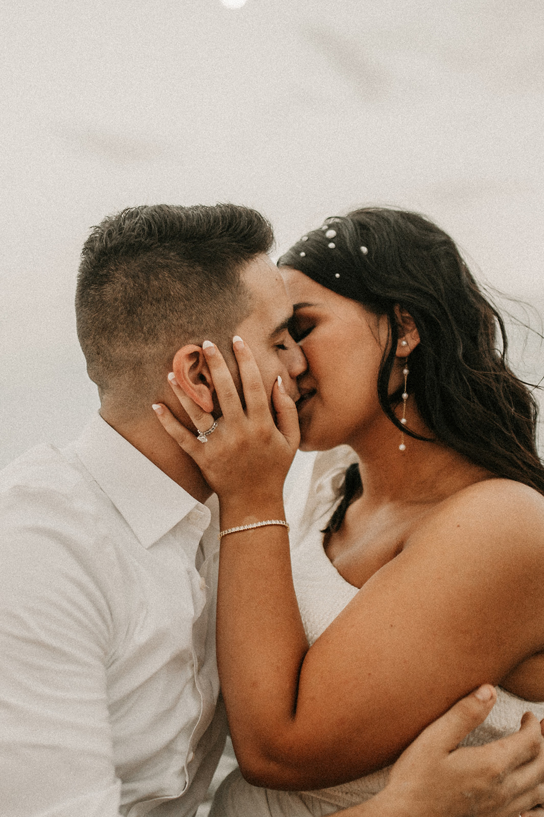 stunning couple kissing during their engagement session 