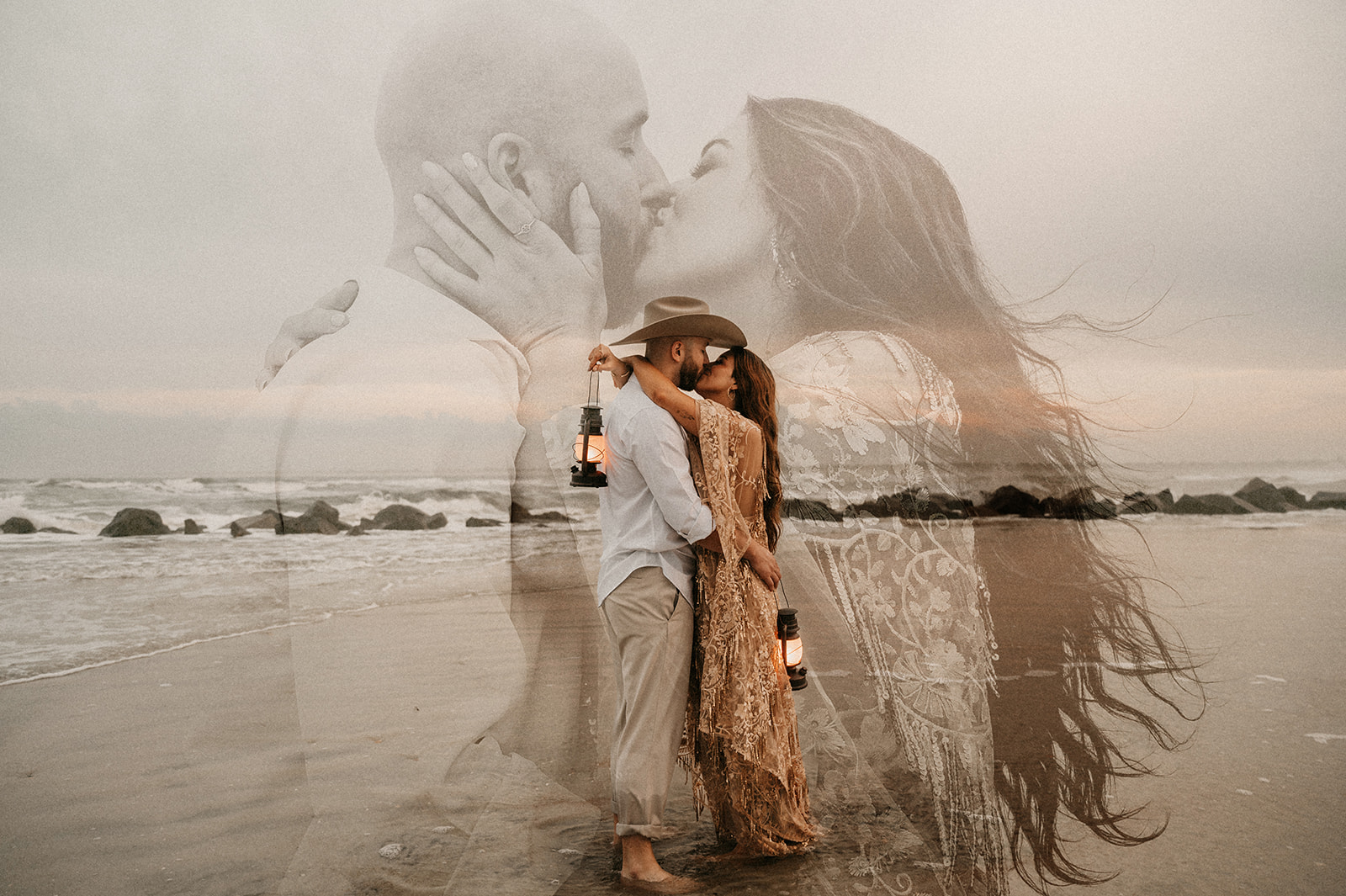 stunning couple kissing at their engagement session