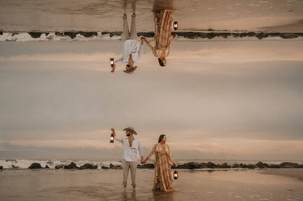 amazing couple at their romantic beach proposal