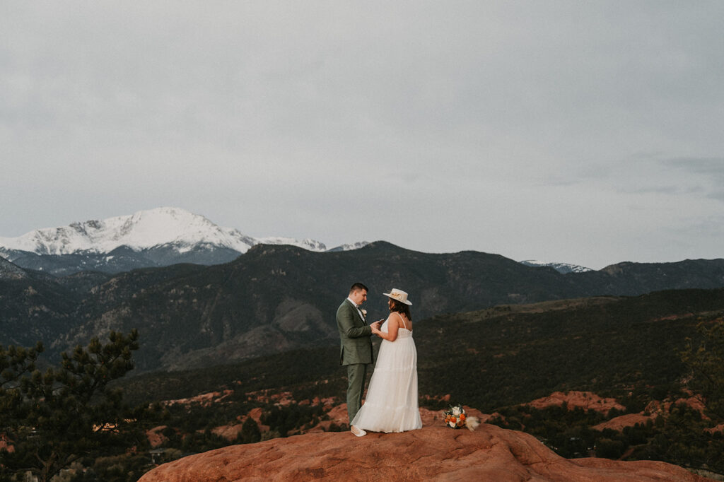 couple reading their vows at their elopement ceremony