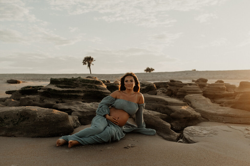 ethereal beach maternity session