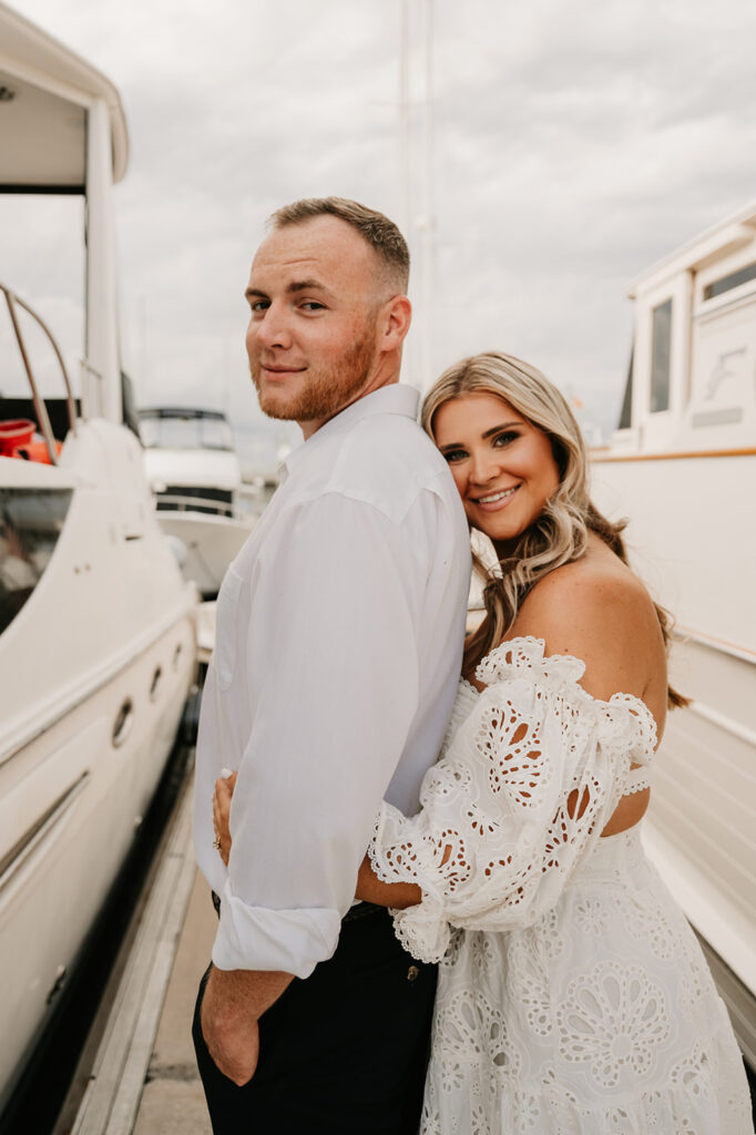 happy couple at their romantic engagement session