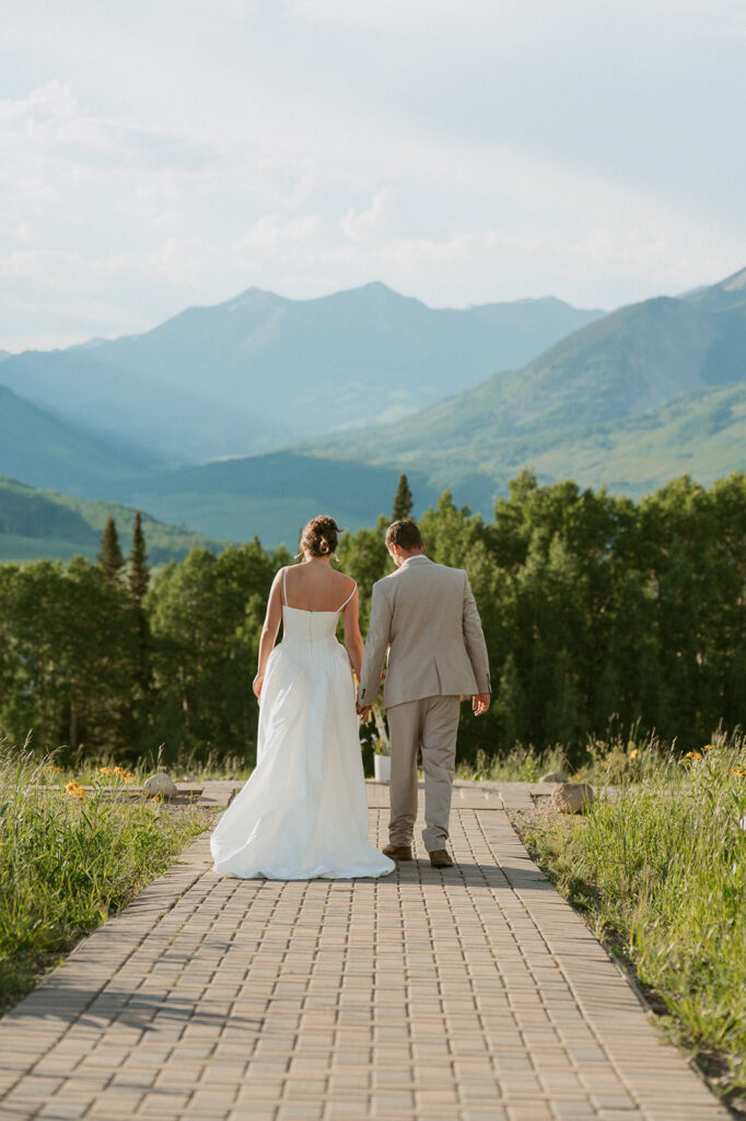 couple heading to their reception