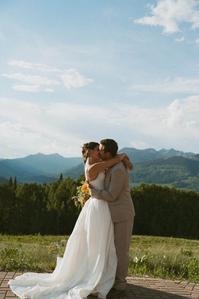 cute couple kissing at their dream elopement 