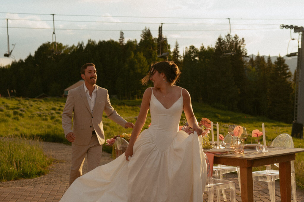 playful portrait of the newly eloped couple - perfect micro wedding venue 