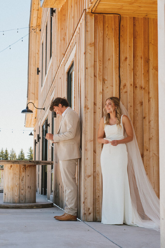 bride and groom at their classy western wedding