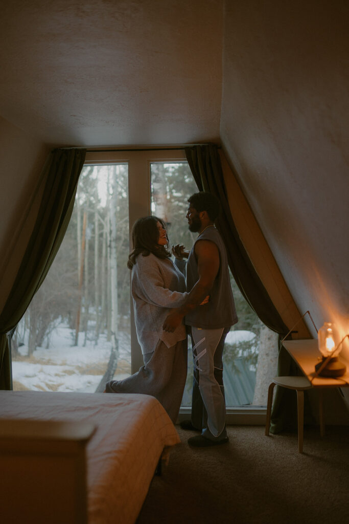 couple looking at each other during their session