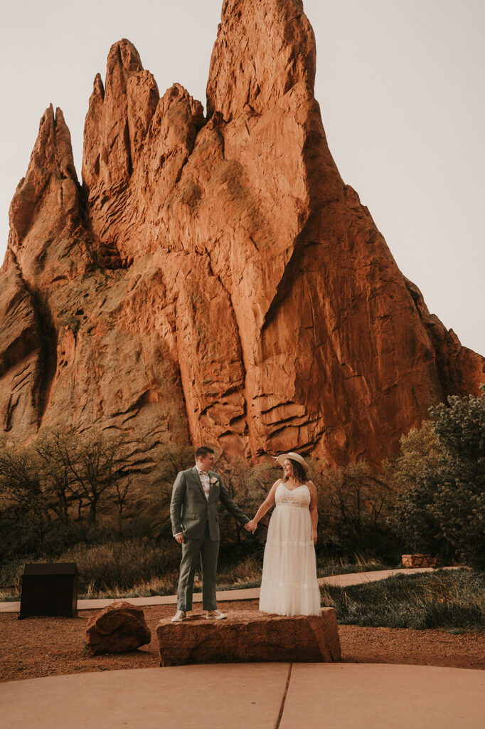 happy couple looking at each other during their bridal portraits