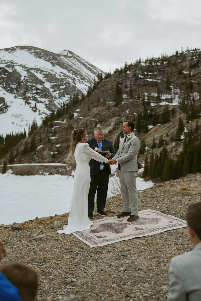 cute couple looking at each other during their elopement ceremony