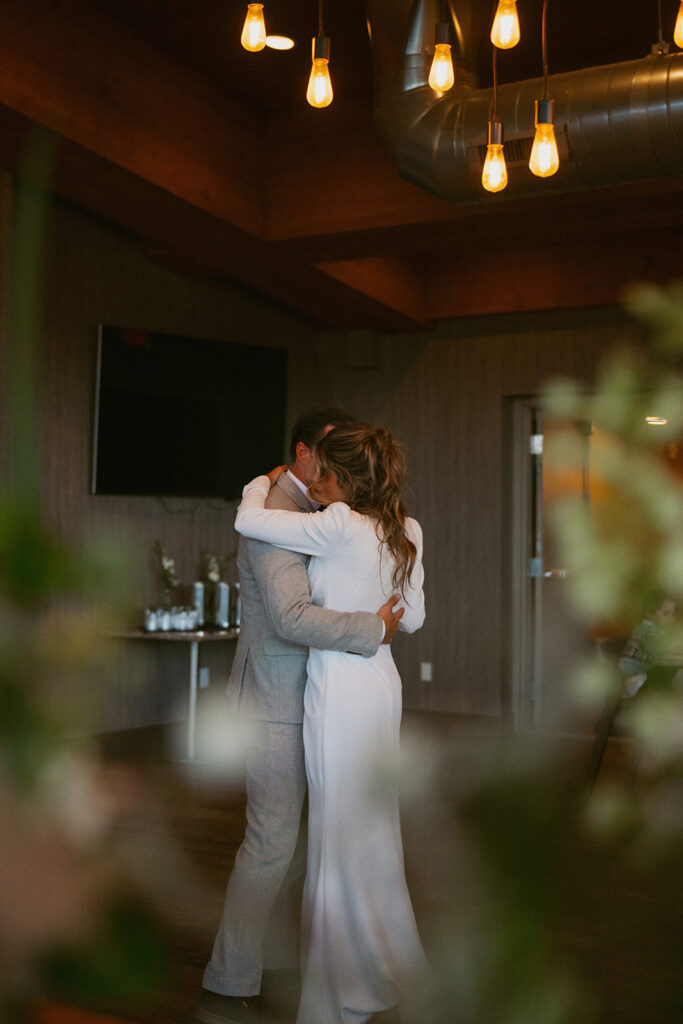 cute couple dancing at their wedding reception