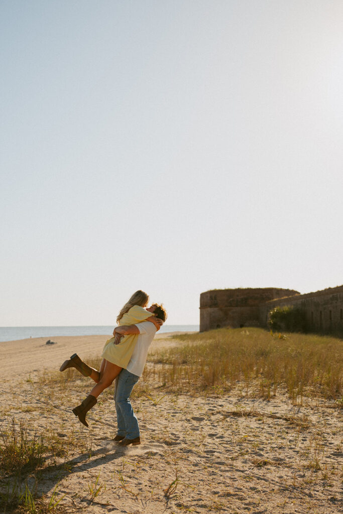 cute couple kissing during their photoshoot