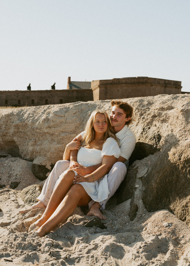 cute couple at the beach during their session