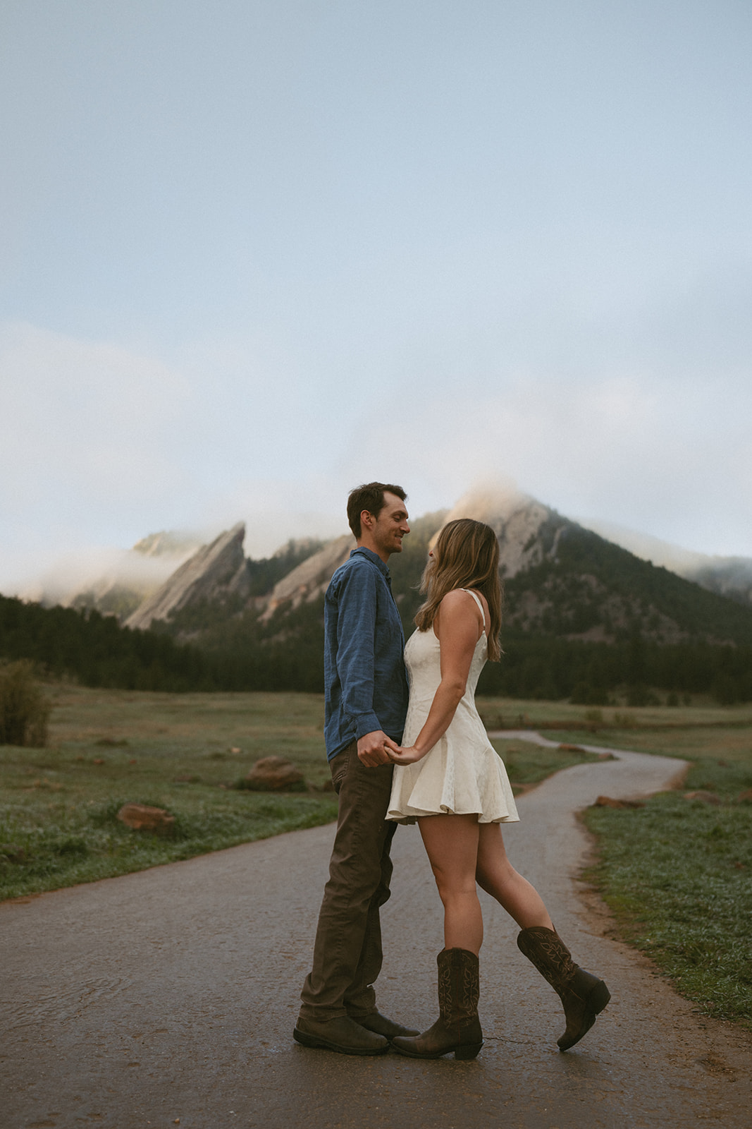 cute couple kissing during their engagement session