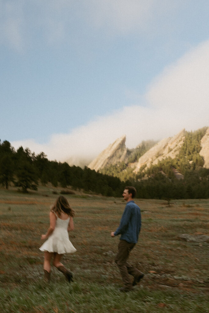 couple playing during their engagement session