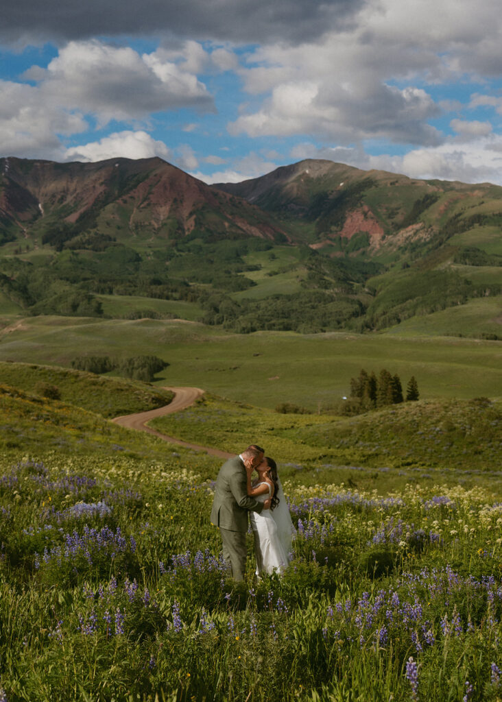 cute couple kissing after their elopement ceremony 