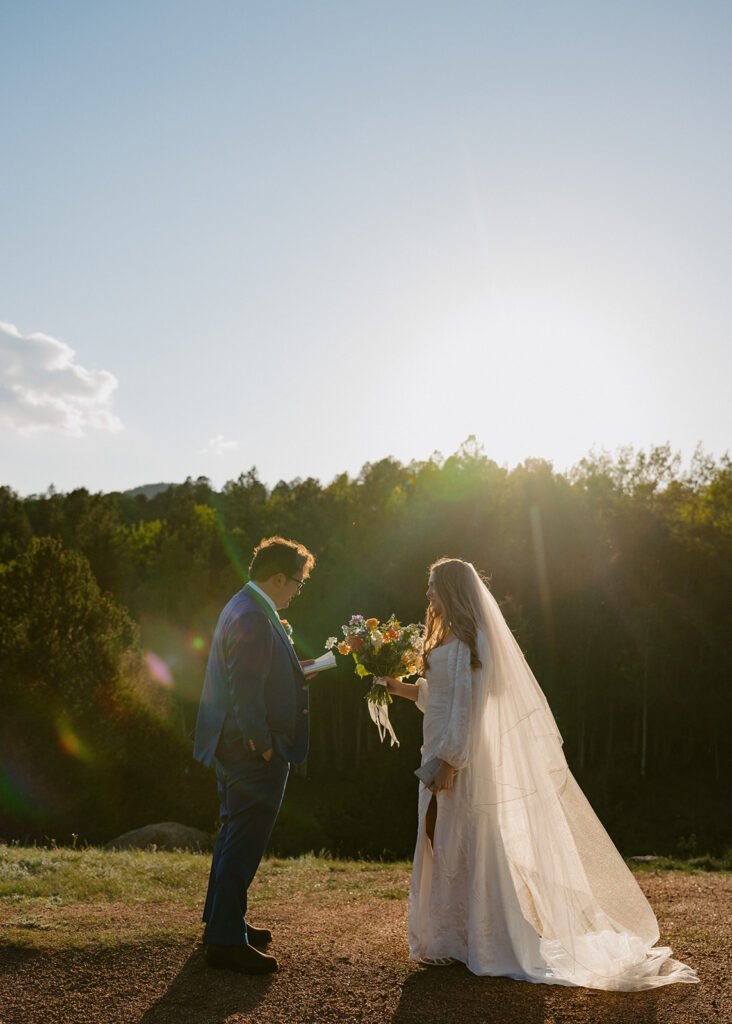 bride and groom at their intimate ceremony