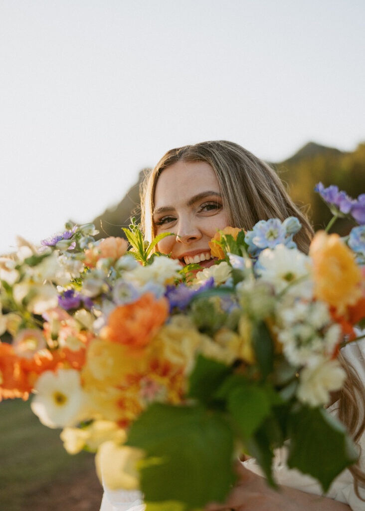 cute picture of the bride smiling
