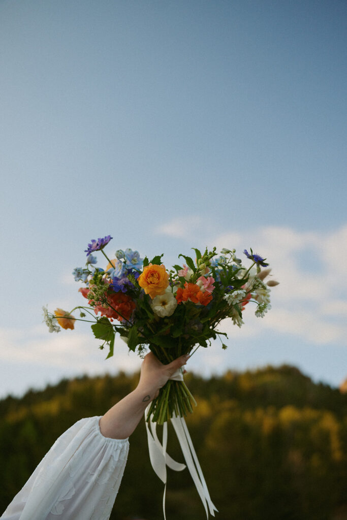 colorful elopement bouquet