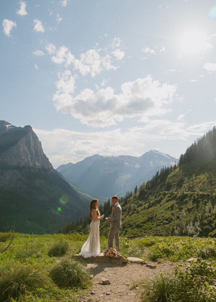 Bride and groom at their private vows