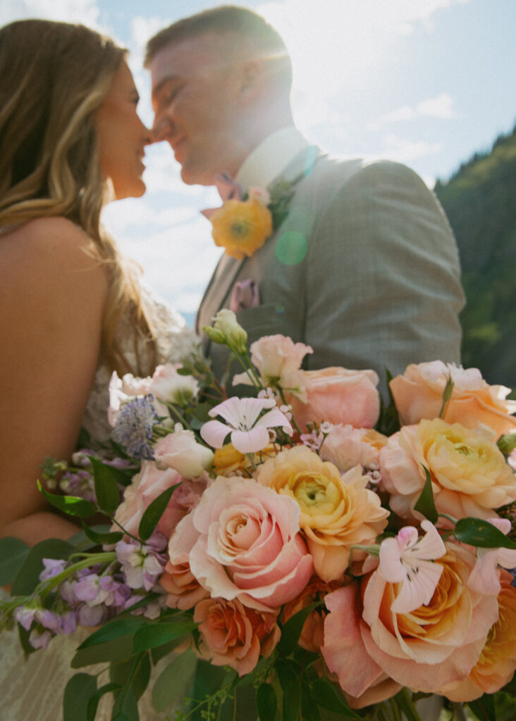 stunning closeup shot of the elopement bouquet 