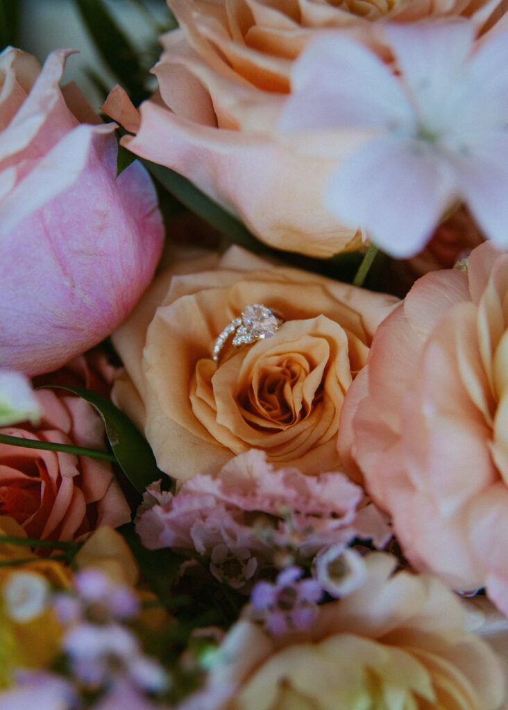 Stunning close-up shot of the wedding rings