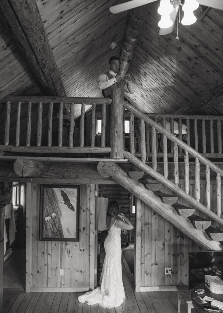 bride and groom getting ready for their private vows