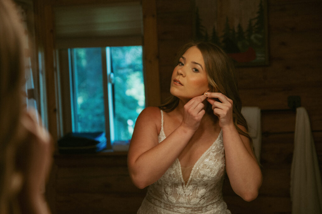 Bride getting ready for private vows with the groom