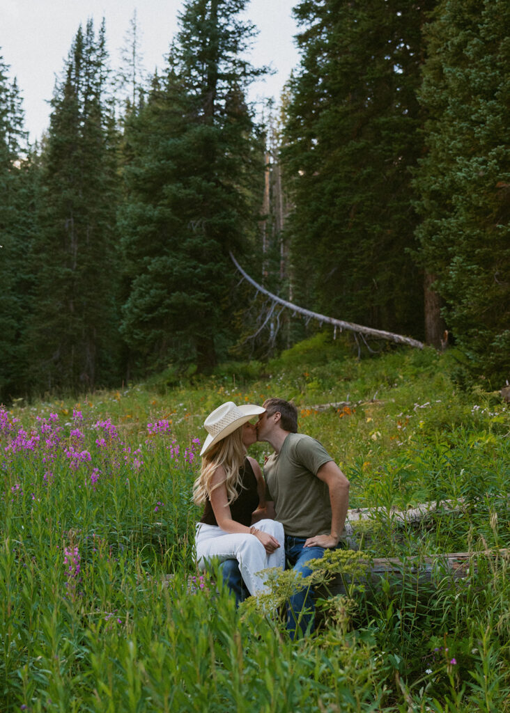 fiance kissing his fiance on the cheek