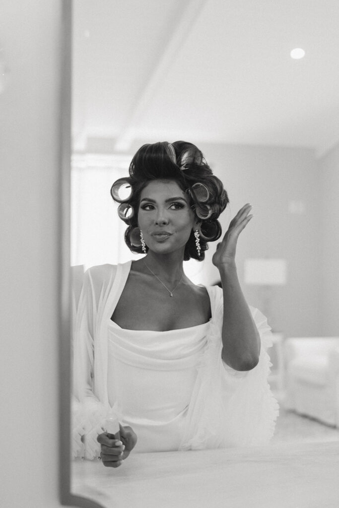 cute picture of the bride before heading to the ceremony