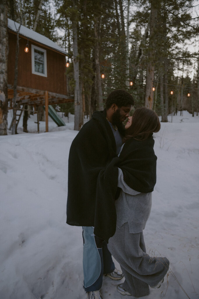cute couple at their fun couple session in colorado