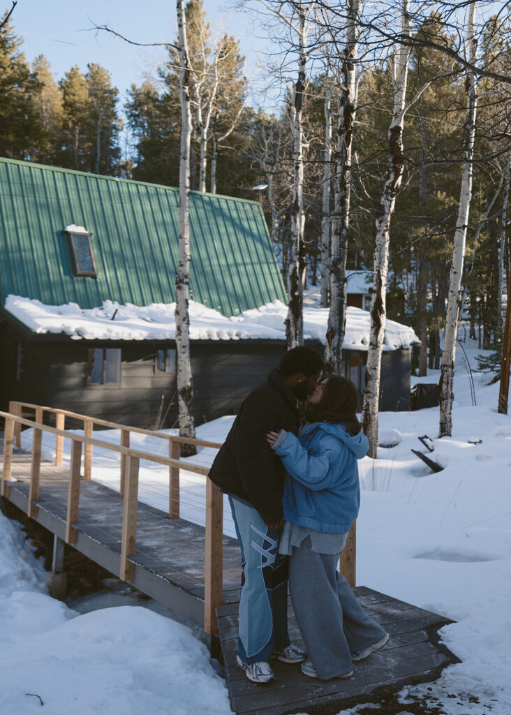 portrait of the couple kissing during their photoshoot