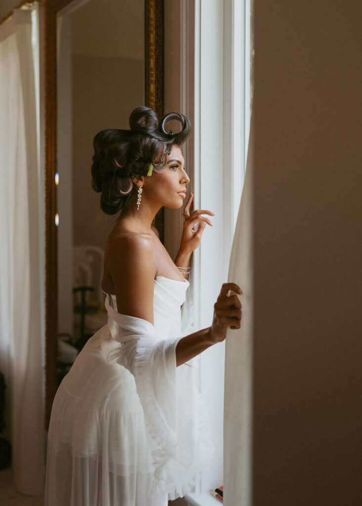 Cute picture of the bride before getting ready for her ceremony