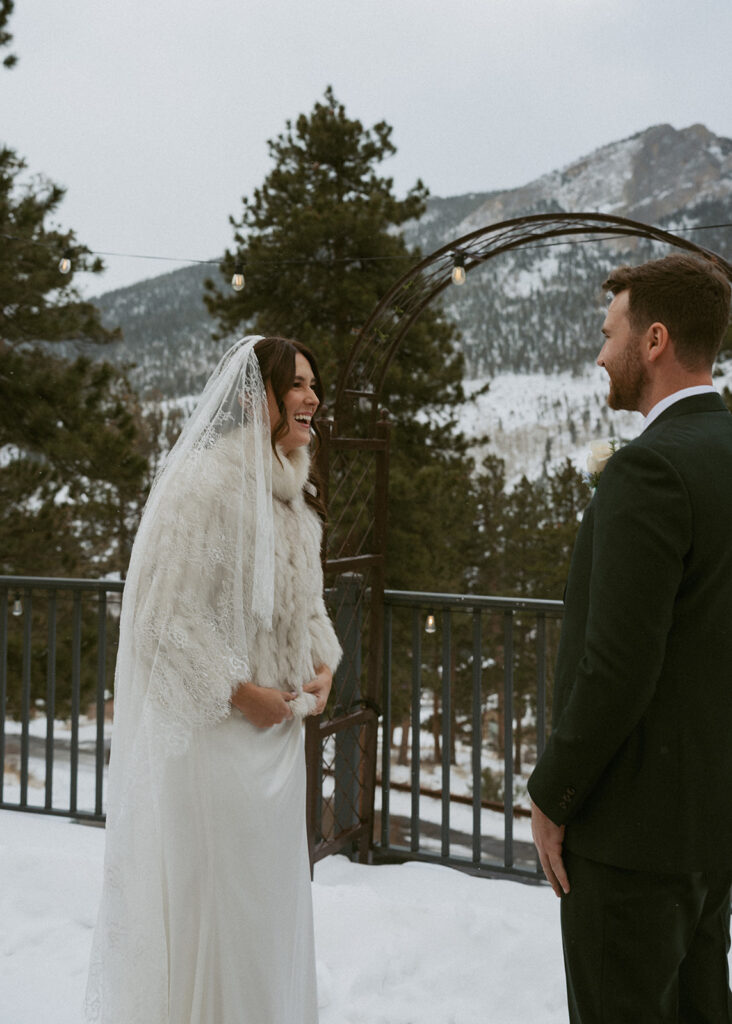 Bride and groom emotional at their first look
