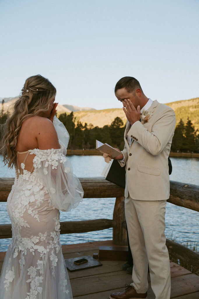 groom emotional while reading his vows