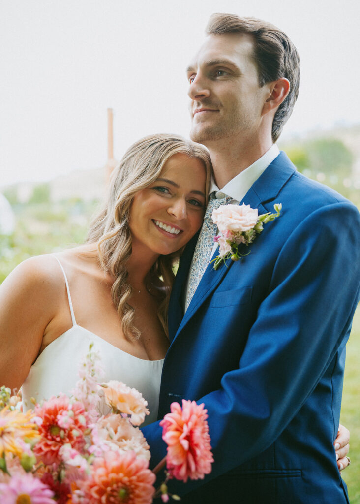 bride and groom at their romantic colorado elopement