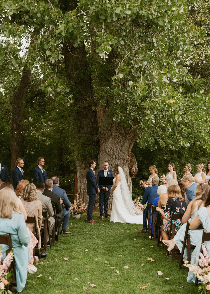 bride and groom holding hands during their wedding ceremony