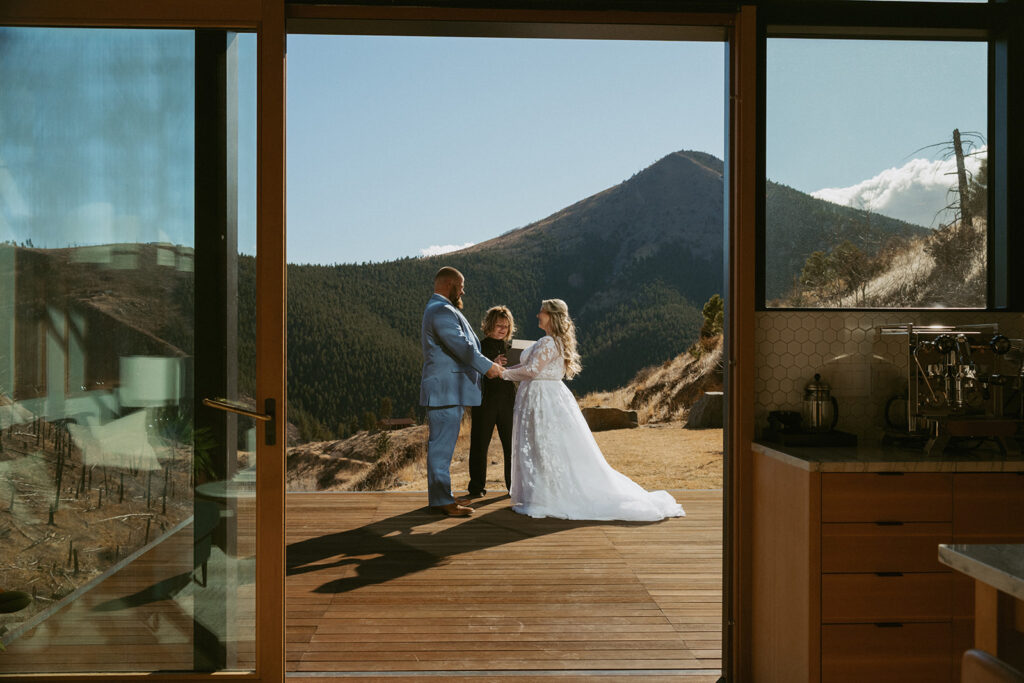 cute picture of the bride and groom at their intimate elopement ceremony