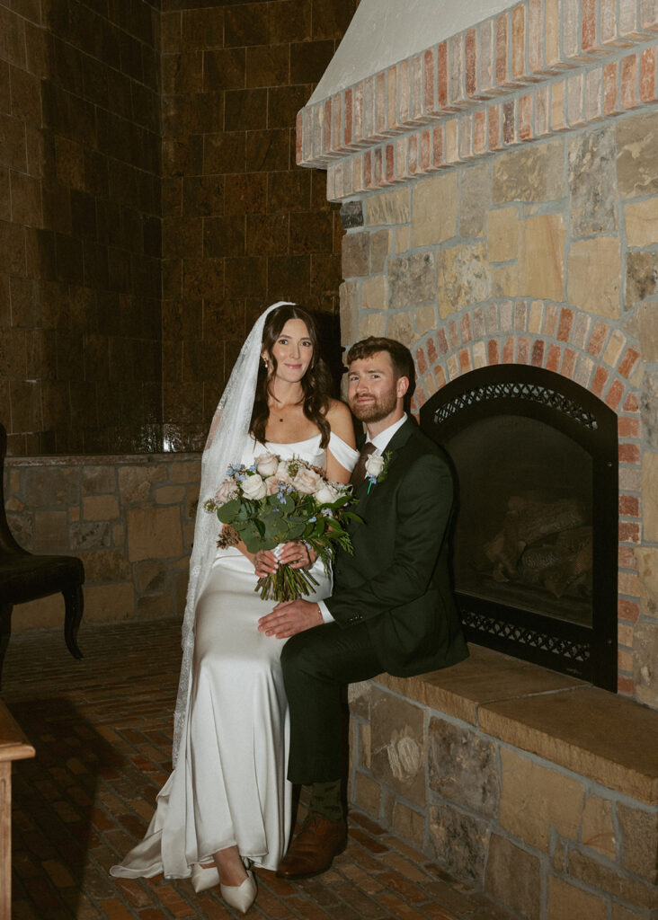 picture of the newlyweds hugging