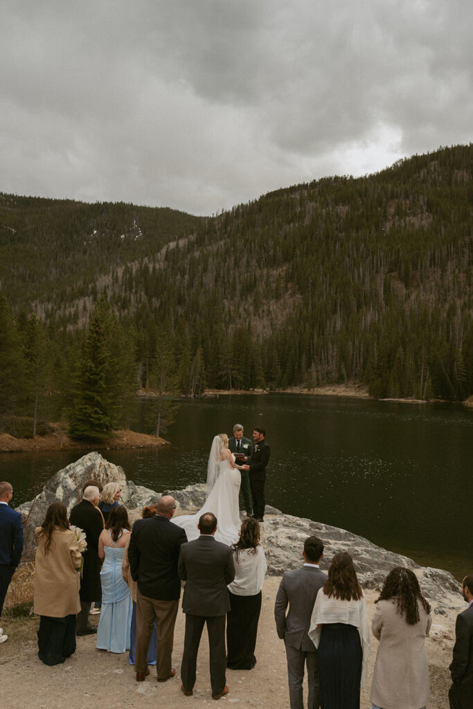 bride and groom at their intimate wedding ceremony