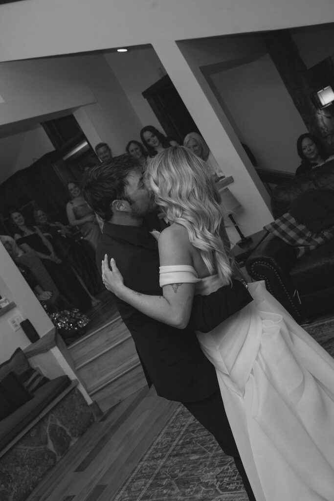 cute picture of the newlyweds kissing