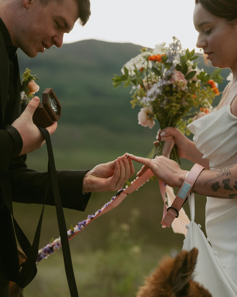 bride and groom at their elopement in colorado