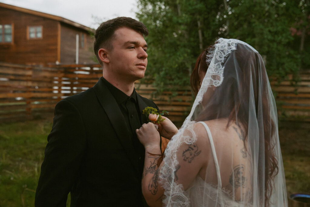 Cute picture of the bride and groom before the ceremony