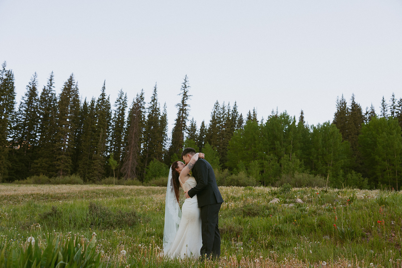 beautiful picture of the newlyweds kissing