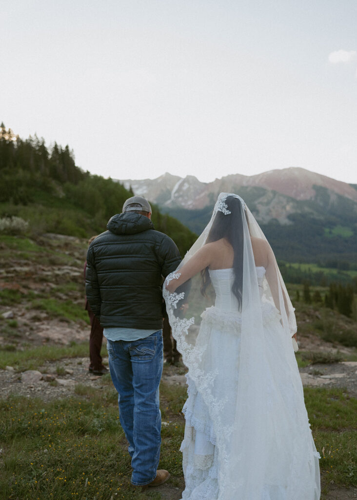 Bride walking down the aisle