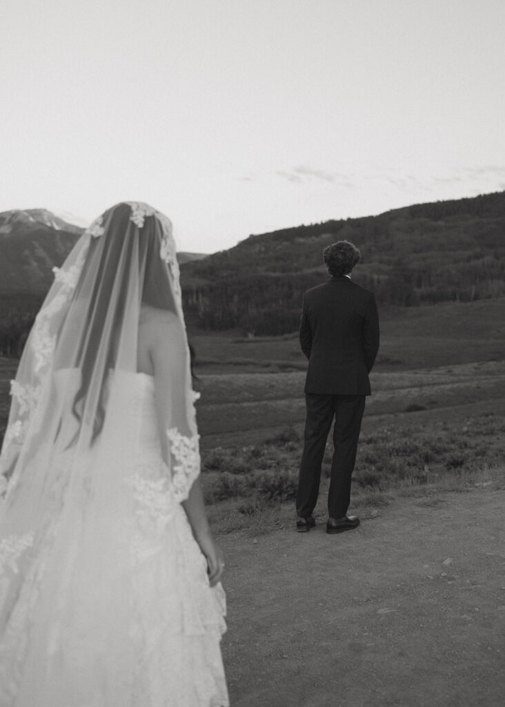 Bride and groom of their first look