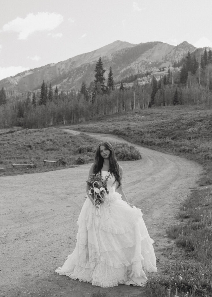 Beautiful picture of the bride at her dream wedding
