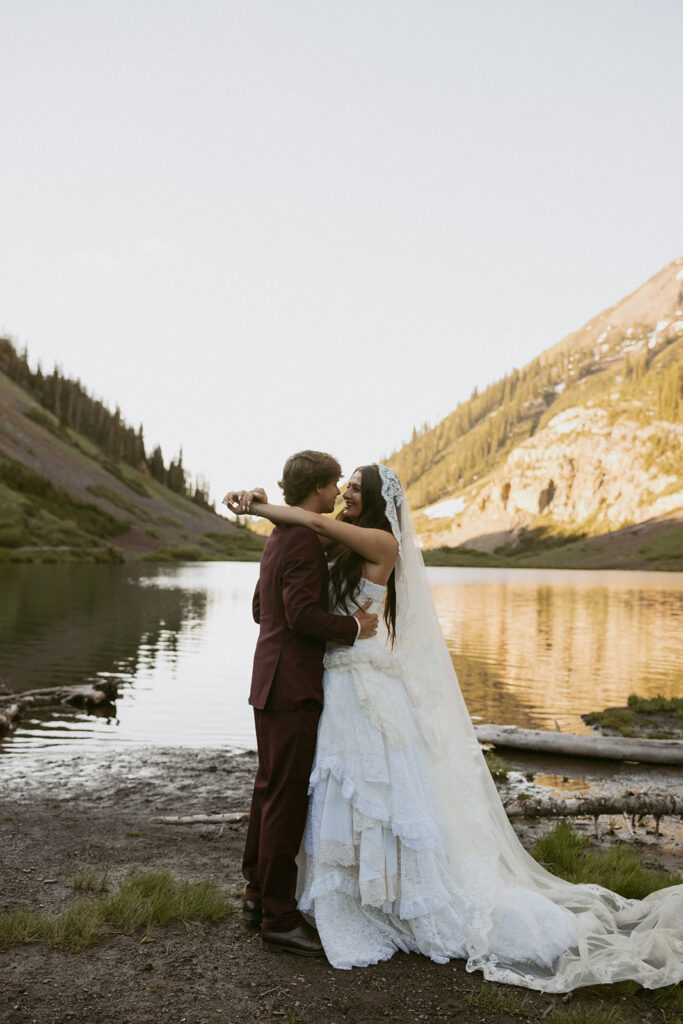 cute picture of the newlyweds hugging