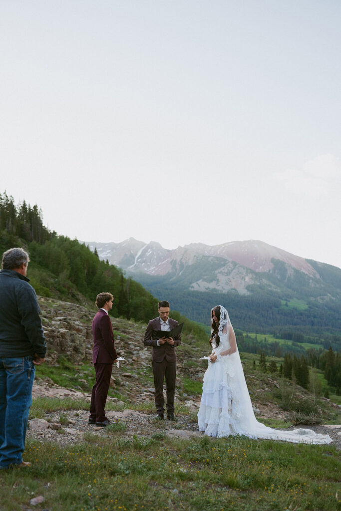 bride and groom at their intimate wedding ceremony