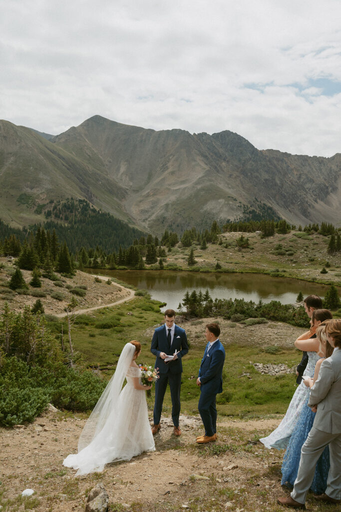 bride and groom emotional during their wedding ceremony